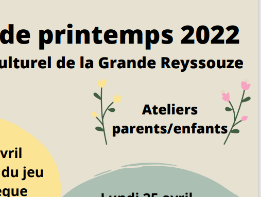 du 16 au 27 avril : ateliers parent-enfant gratuits au Centre Social de la Grande Reyssouze