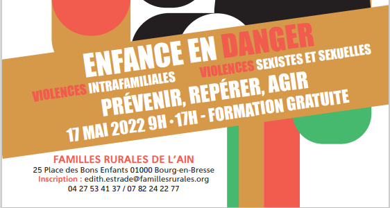 Formation « Enfance en danger : prévenir, repérer, agir » le 28 juin 2022 à Bourg en Bresse