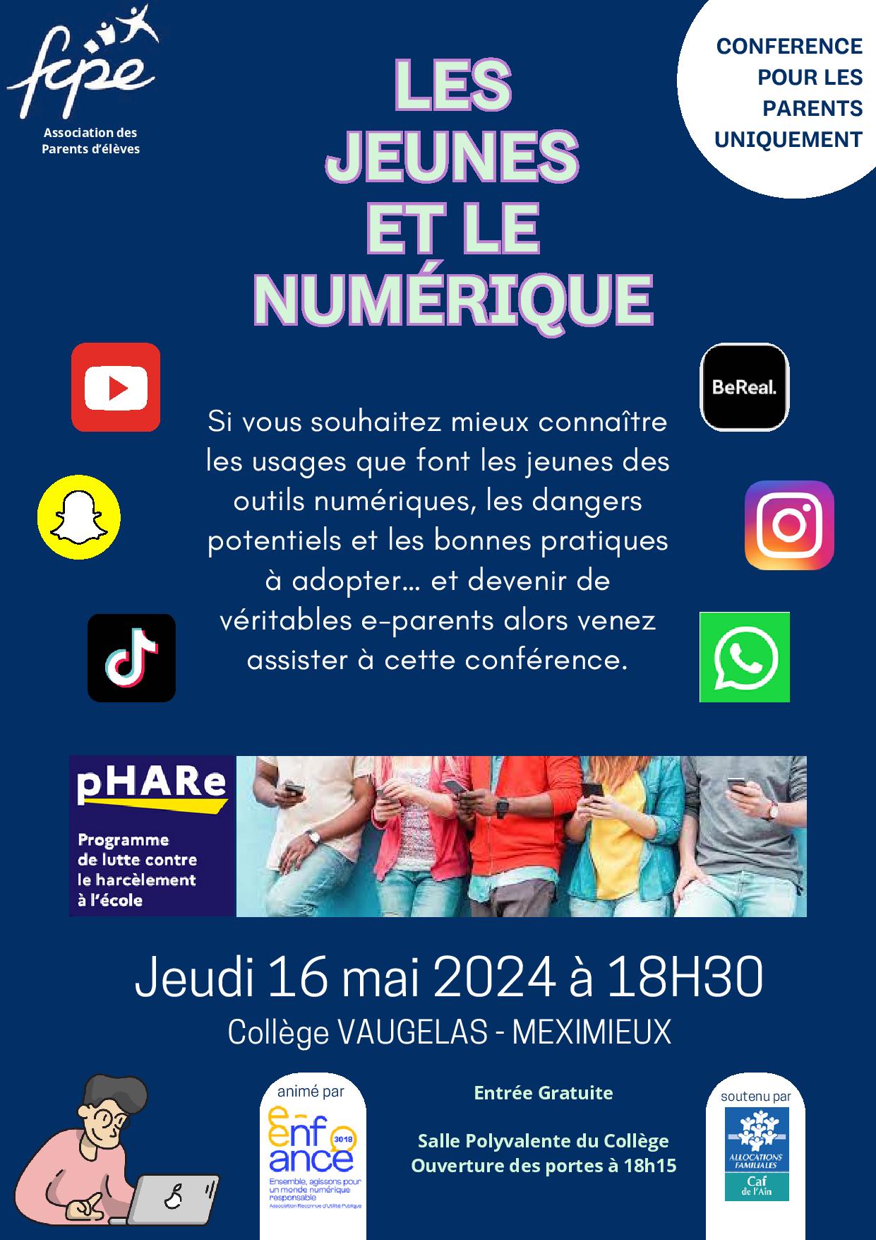 Les jeunes et le numérique – Conférence organisée par la FCPE