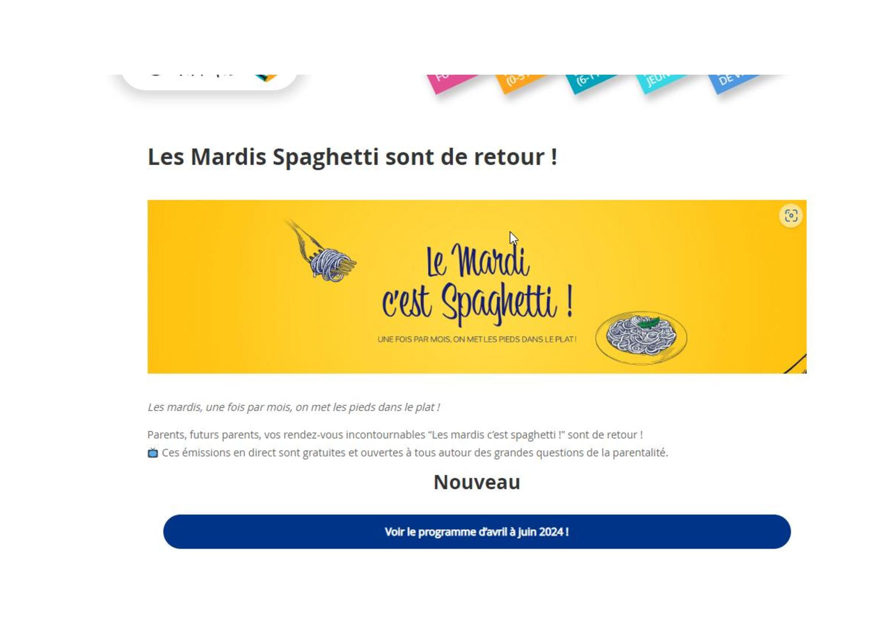 Les Mardis Spaghetti sont de retour !